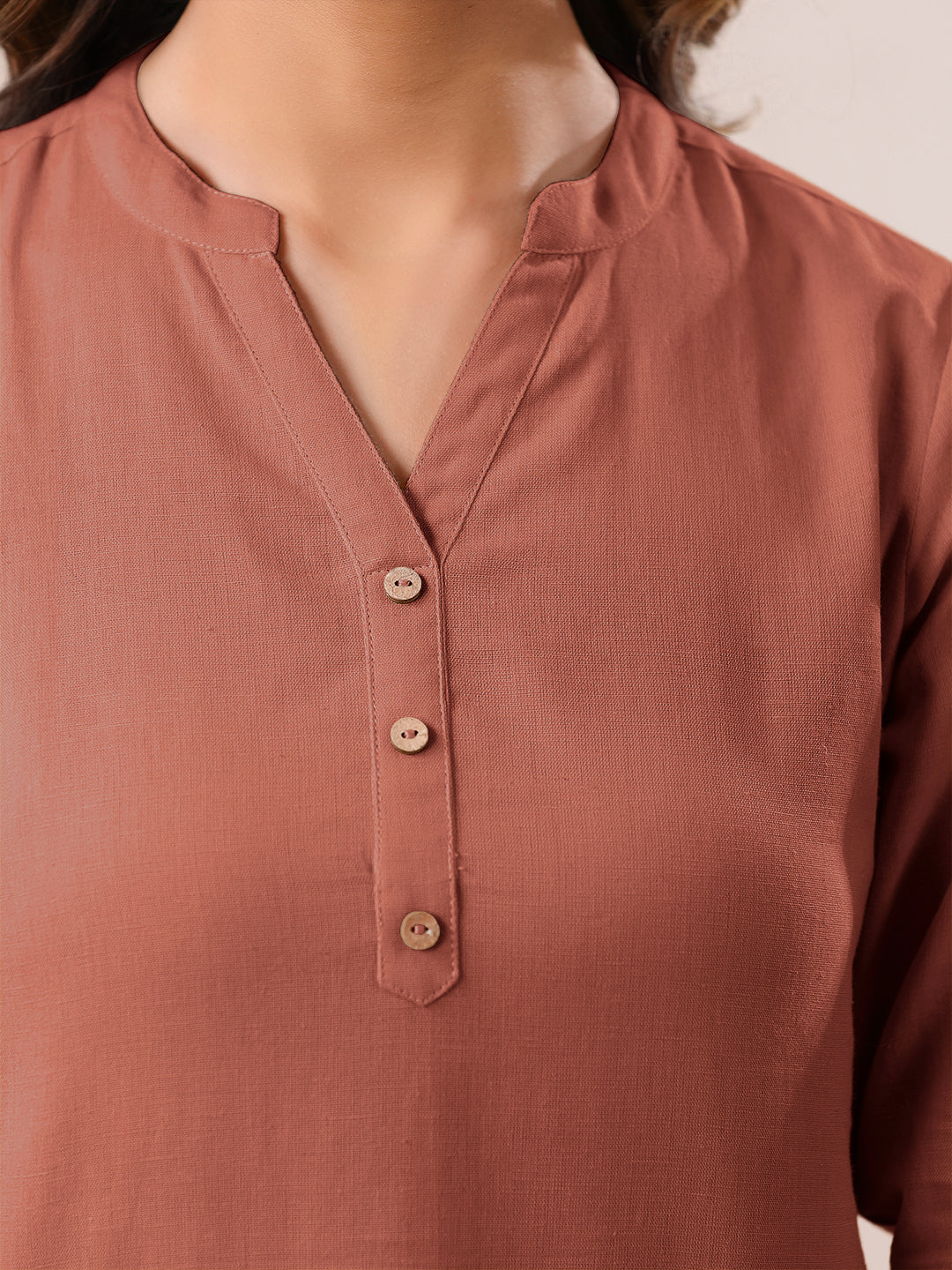 Rust Cotton Solid A-line Top - qivii