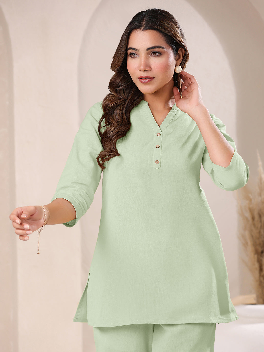 Mint Cotton Solid A-line Top - qivii