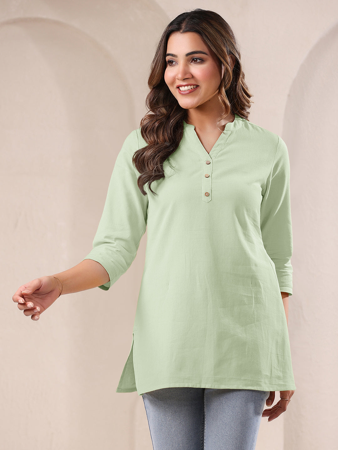 Mint Cotton Solid A-line Top - qivii