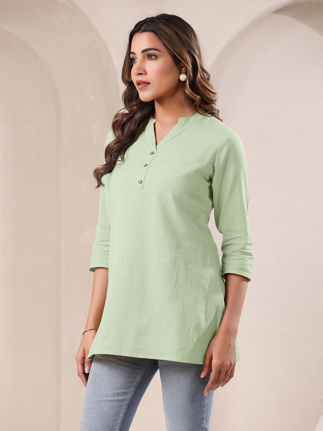 Mint Cotton Solid A-line Top - qivii
