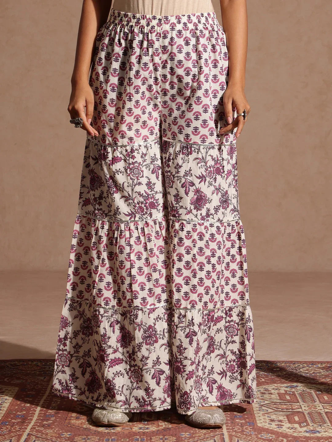 Janasya Women's Purple Pure Cotton Solid Peplum Top With Sharara & Dupatta Set
