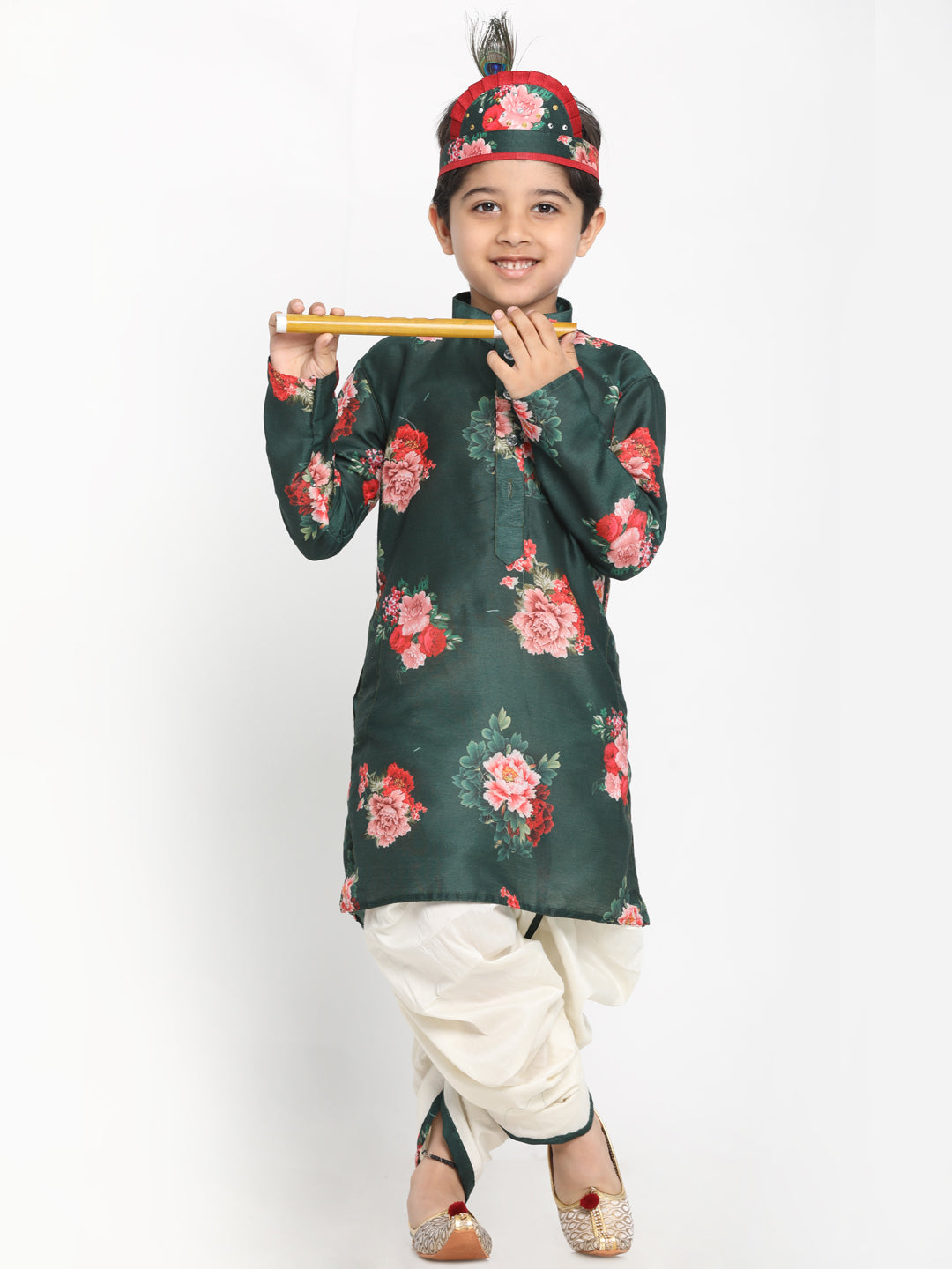 Vastramay Boy's Yellow Krishna Style Kurta and Dhoti Set - qivii