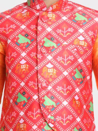 Vastramay Boys' Ethnic Print Nehru Jacket - qivii