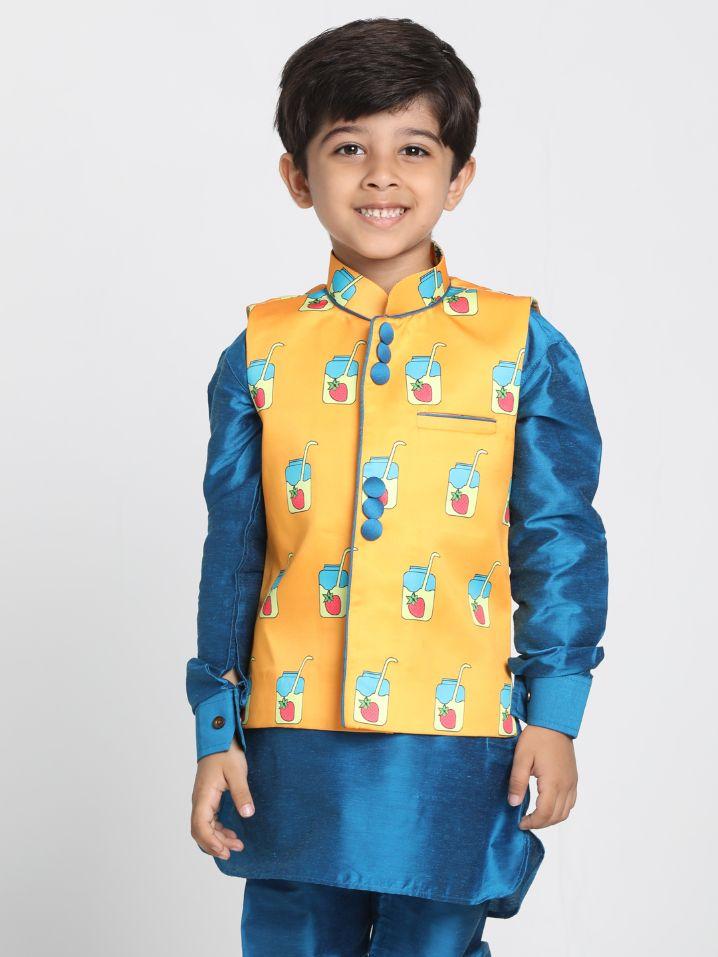 Vastramay Boys' Quirky Print Nehru Jacket - qivii