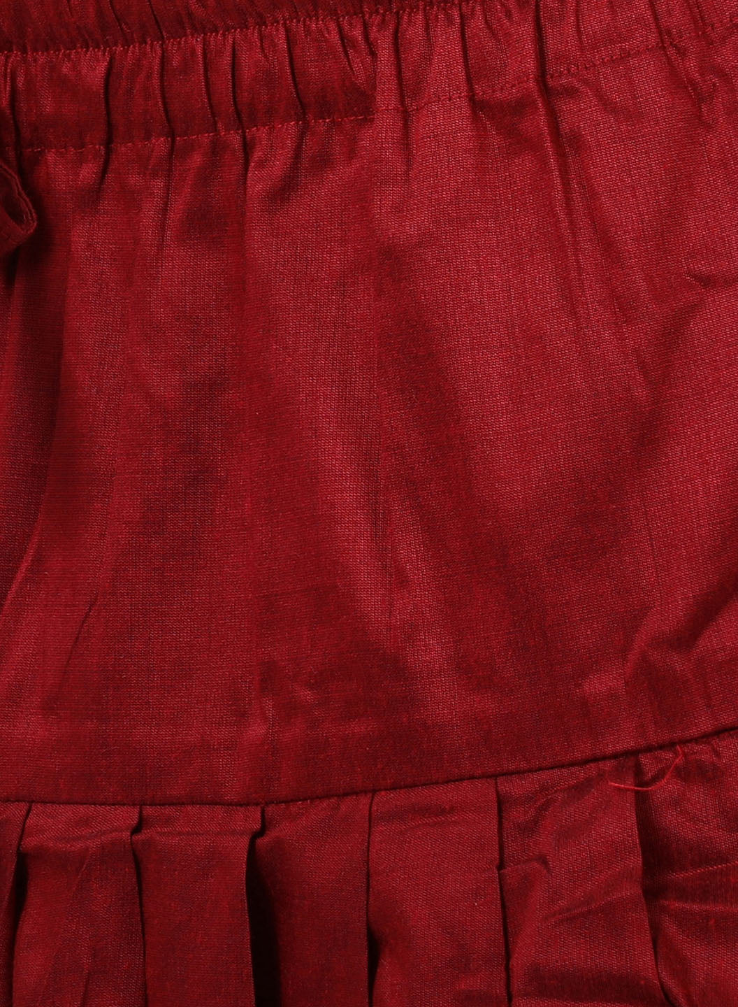 Vastramay Boy's Maroon Embroidered Nehru Jacket With Orange Kurta And Maroon Dhoti Set - qivii