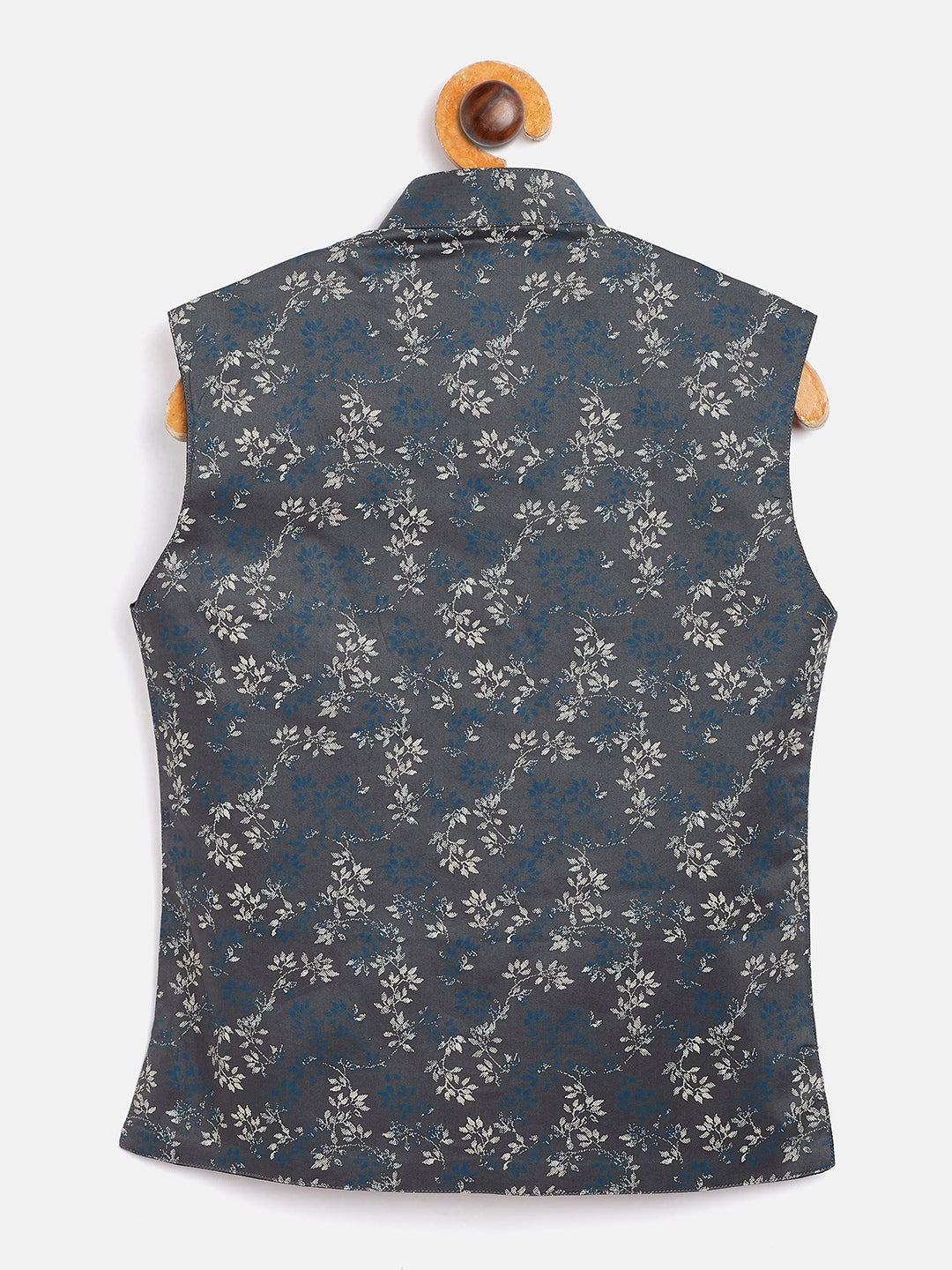 Vastramay Boys' Grey Cotton Blend Nehru Jacket - qivii