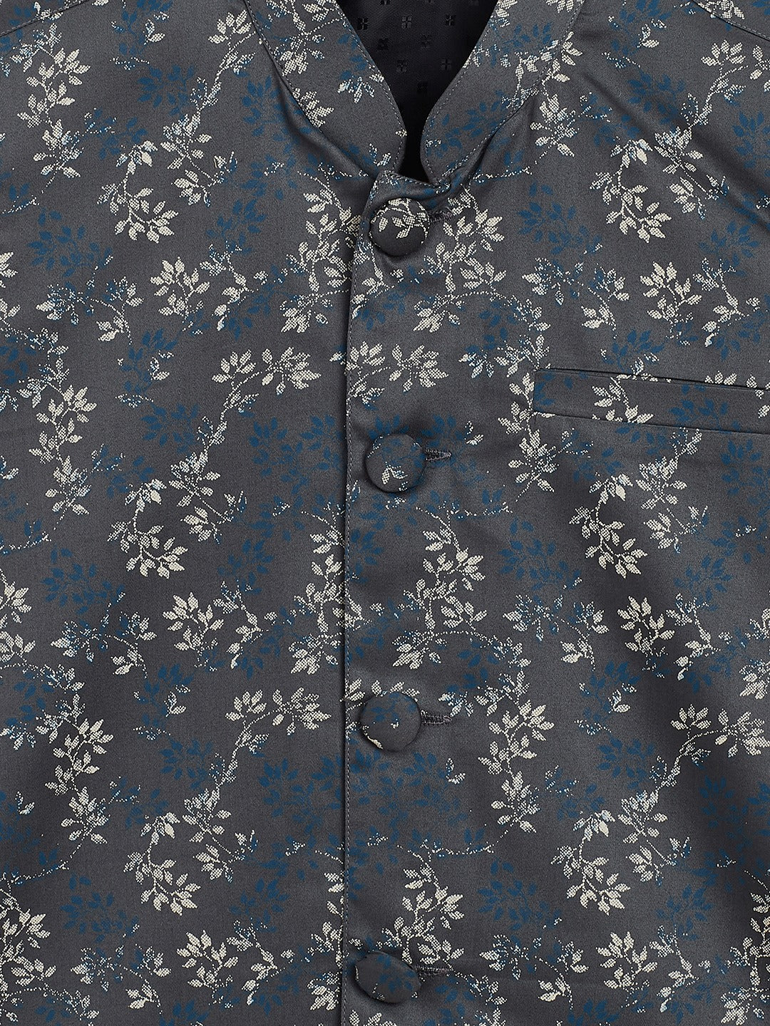 Vastramay Boys' Grey Cotton Blend Nehru Jacket - qivii