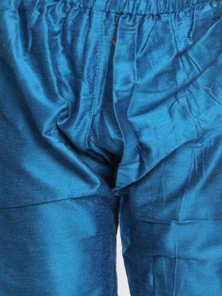 Vastramay Boys' Light Blue Cotton Silk Blend Kurta and Pyjama Set - qivii