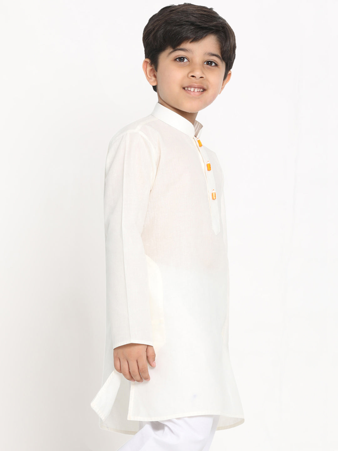 Vastramay Boy's Cream Solid Kurta - qivii