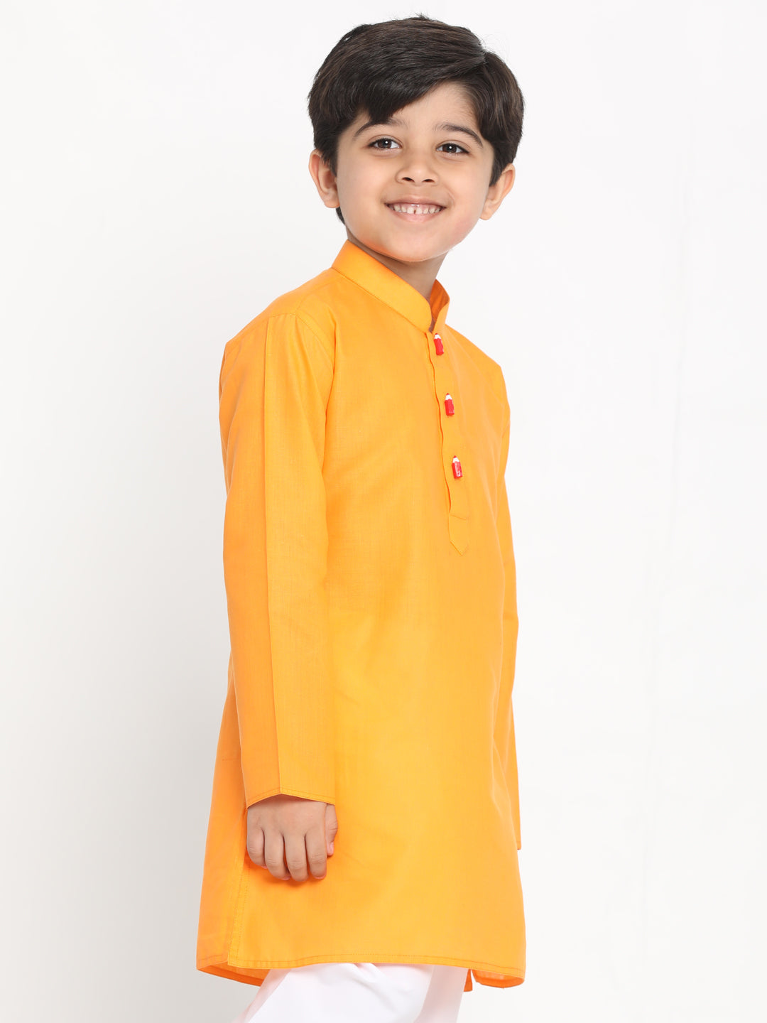 Vastramay Boy's Orange Solid Kurta - qivii