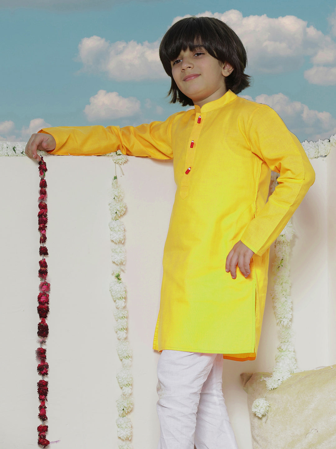Vastramay Boy's Soft Comfortable Light Weight Cotton Kurta and Pyjama Set - qivii