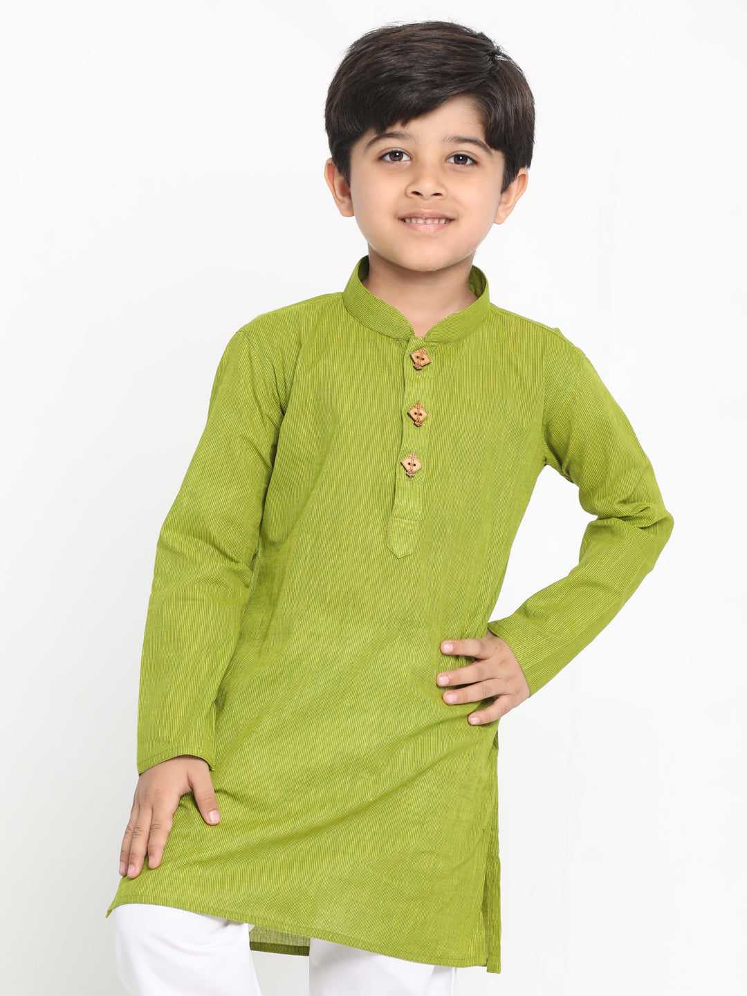 VASTRAMAY Boy's Green Cotton Kurta - qivii
