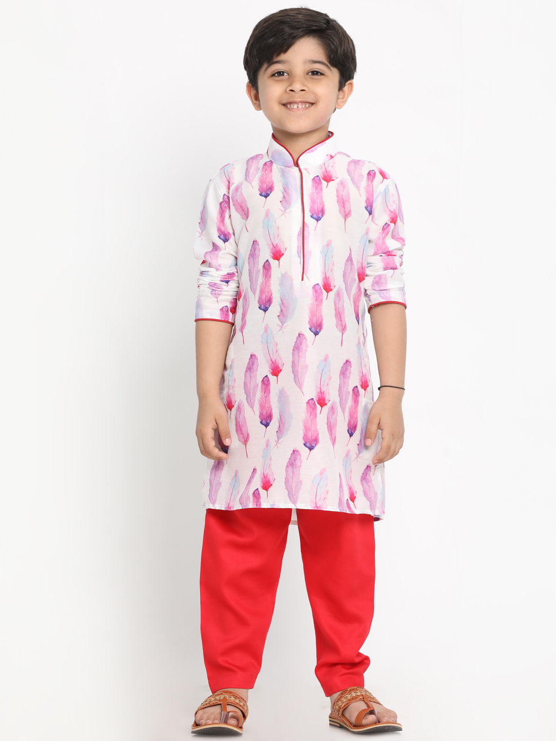 VASTRAMAY Boy's Cotton Silk Digital Printed Kurta and Pyjama Set - qivii