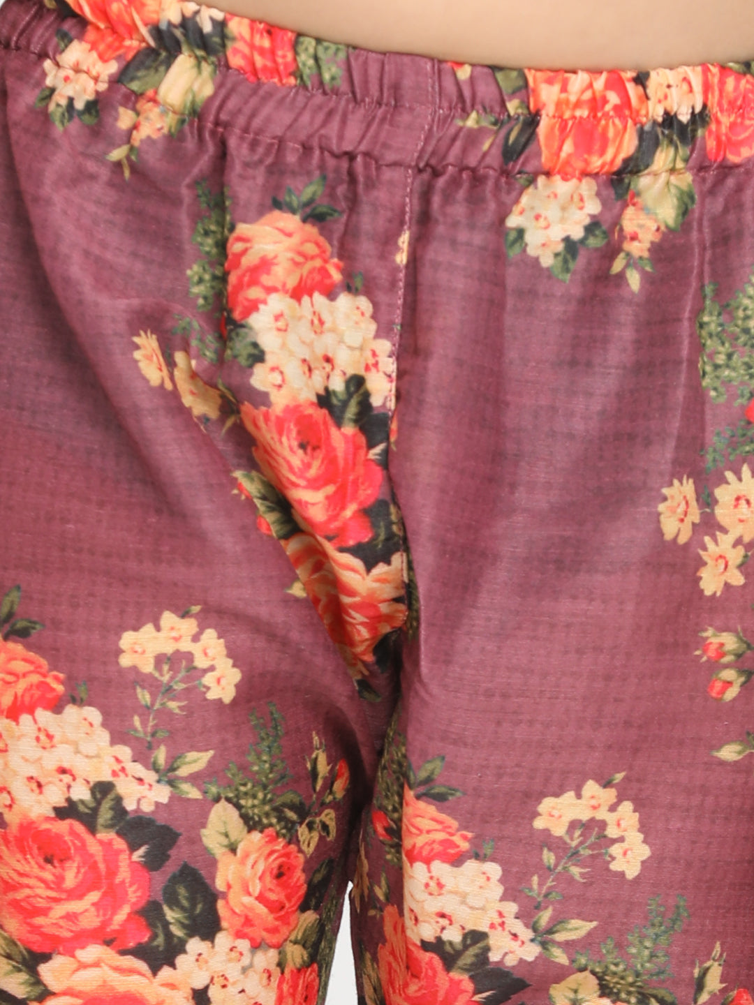 Vastramay Boys Floral Printed Wine Kurta Pyjama Set With Laharia Border - qivii