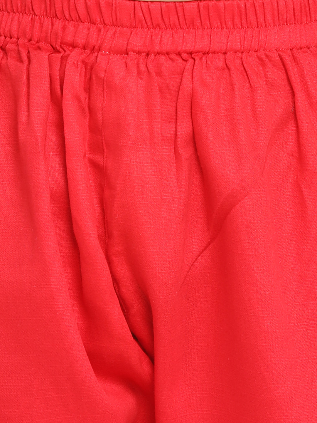 Vastramay Boy's Printed Dupatta Attached With A Belt Red Kurta And Pyjama Set - qivii