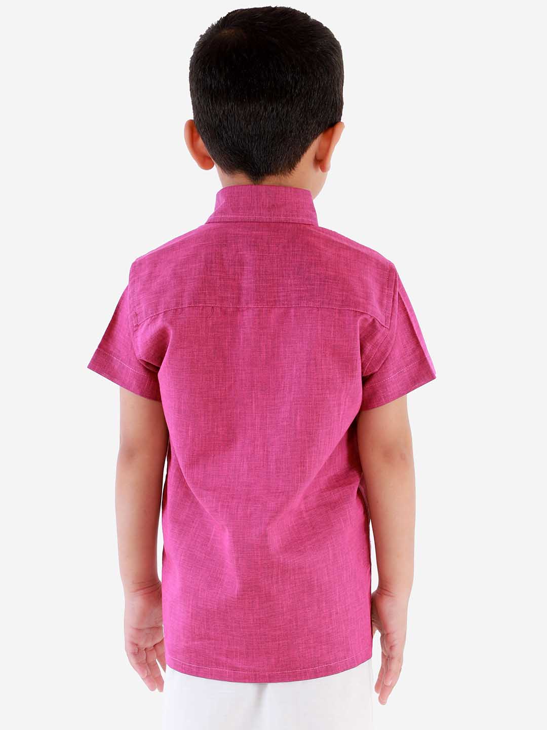 Vastramay Boys' Majenta Purple Cotton Short Sleeves Ethnic Shirt - qivii