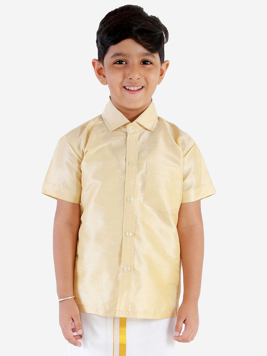 Vastramay Boys' Parmesan Silk Short Sleeves Ethnic Shirt - qivii