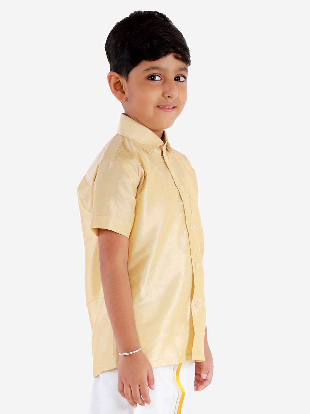 Vastramay Boys' Parmesan Silk Short Sleeves Ethnic Shirt - qivii