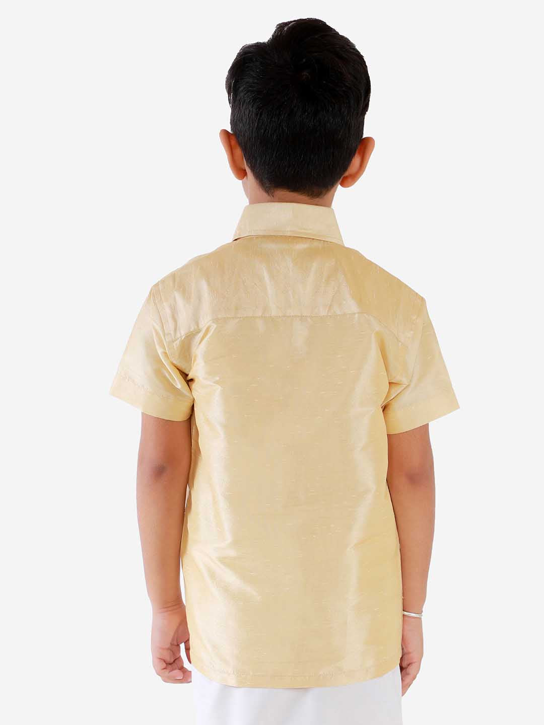 Vastramay Boys' Parmesan Silk Short Sleeves Ethnic Shirt - qivii