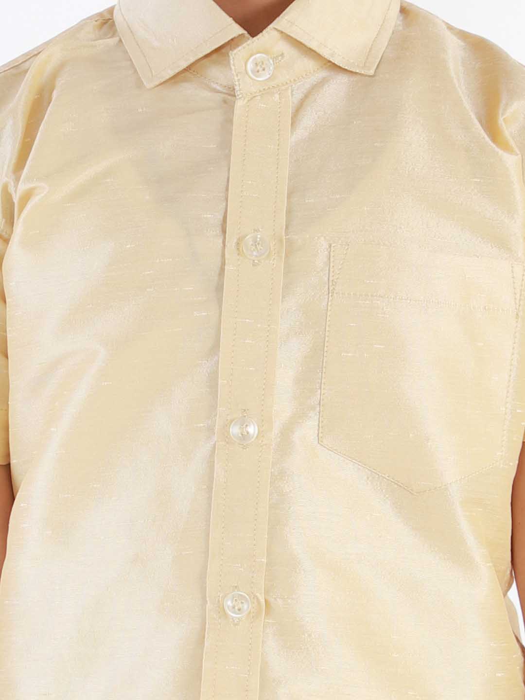 Vastramay Boys' Parmesan Silk Short Sleeves Ethnic Shirt - qivii