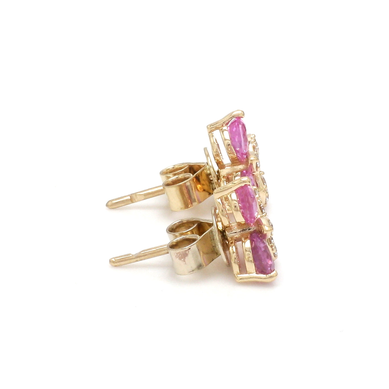 JPERG-2297/8125 Pink Sapphire Round With Diamond Studs Earring