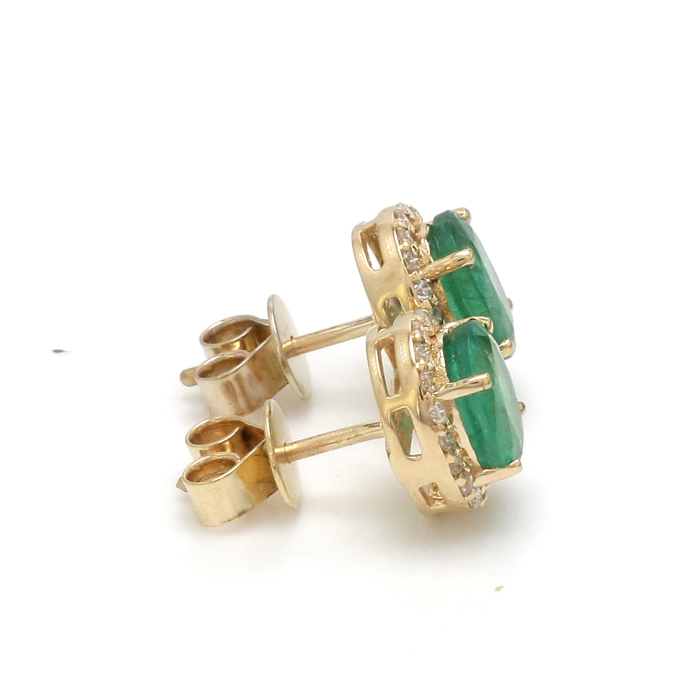 JPERG-2299/8127 Emerald Oval With Round Diamond Earring