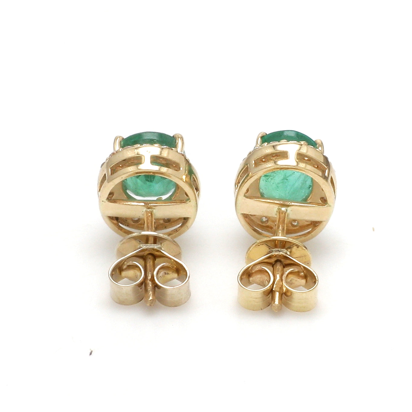 JPERG-2299/8127 Emerald Oval With Round Diamond Earring
