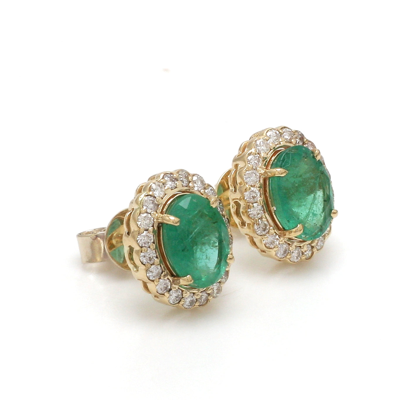 JPERG-2300/8128 Emerald Oval With Diamond Studs Earring