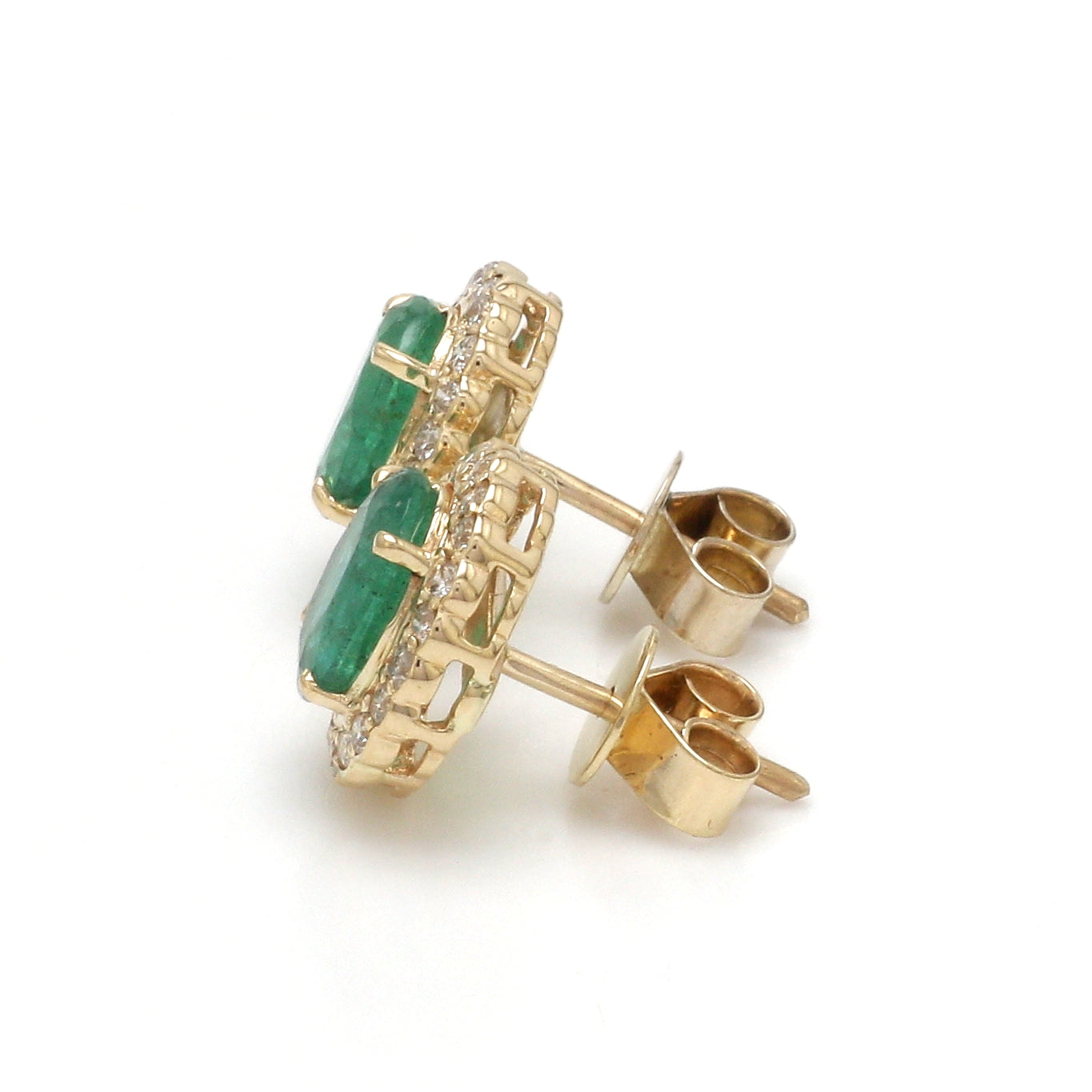 JPERG-2300/8128 Emerald Oval With Diamond Studs Earring