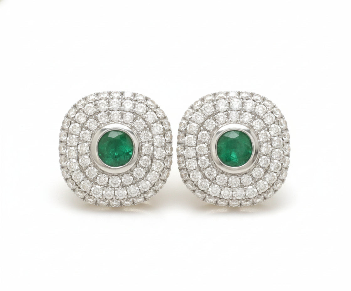 JPERG-3488/9297 Diamond Emerald Earring