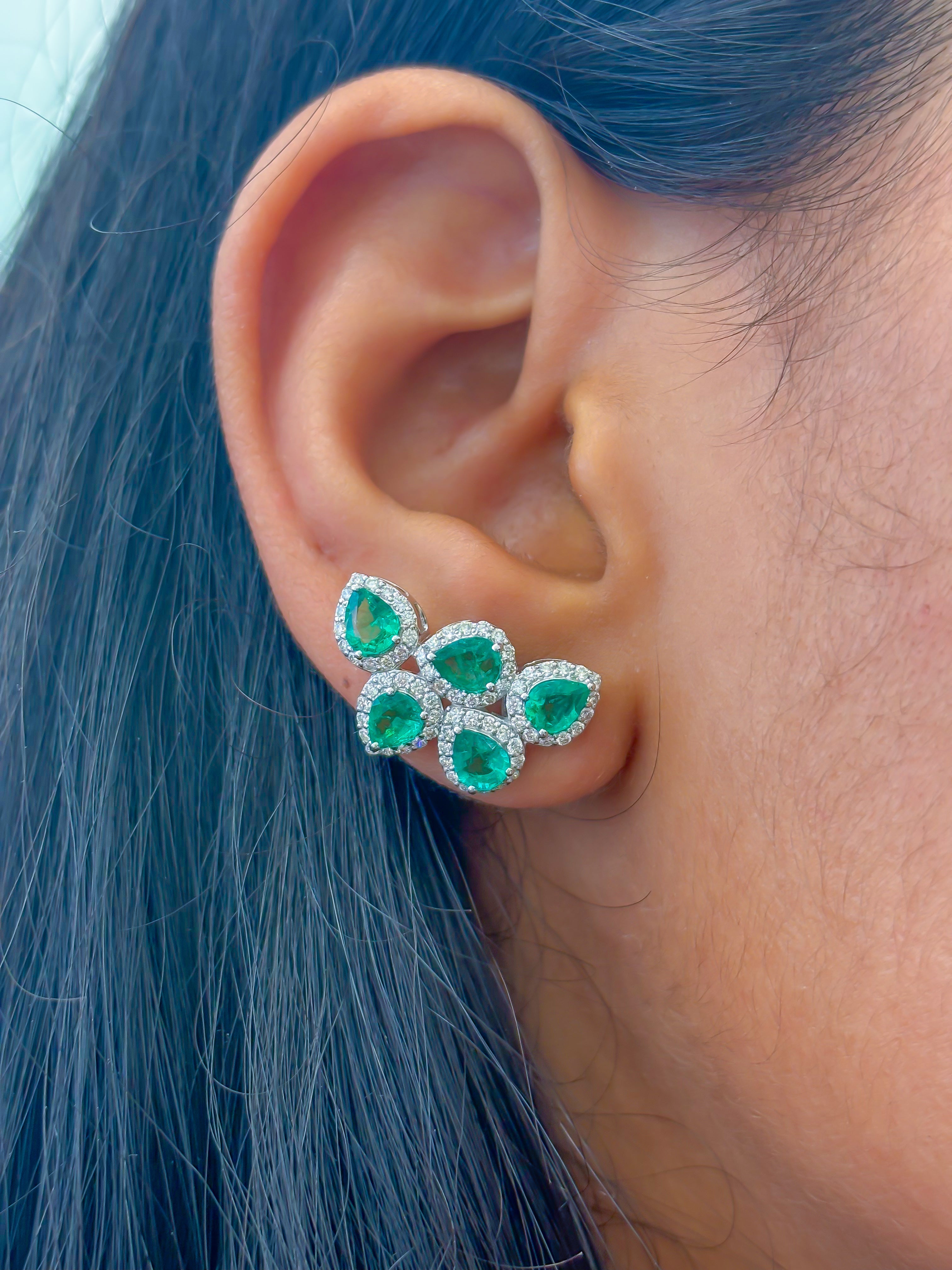 JPERG-3491/9300 Emerald Diamond Earring
