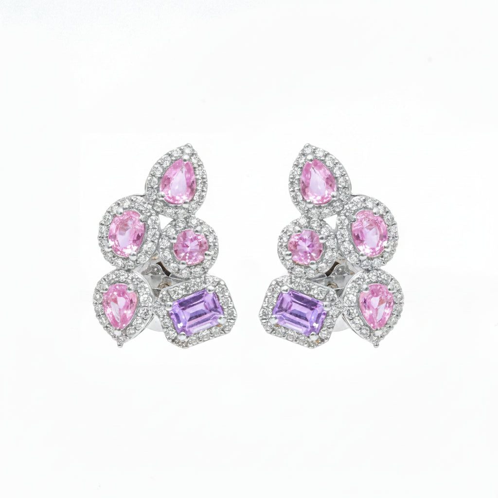 JPERG-3495/9357 Pink Sapphire Diamond Earring