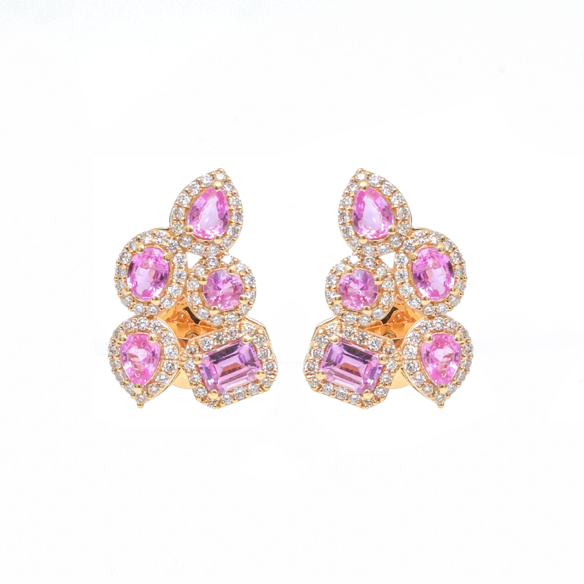 JPERG-3495/9357 Pink Sapphire Diamond Earring