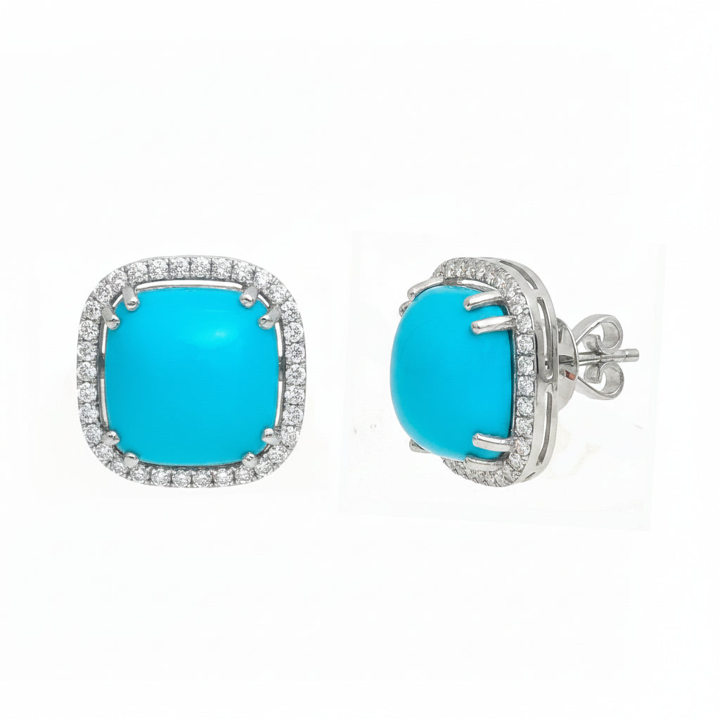 JPERG-3525/9456 Turquoise Diamond Earring