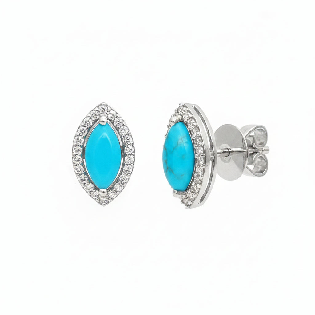 JPERG-3527/9458 Turquoise Diamond Earring