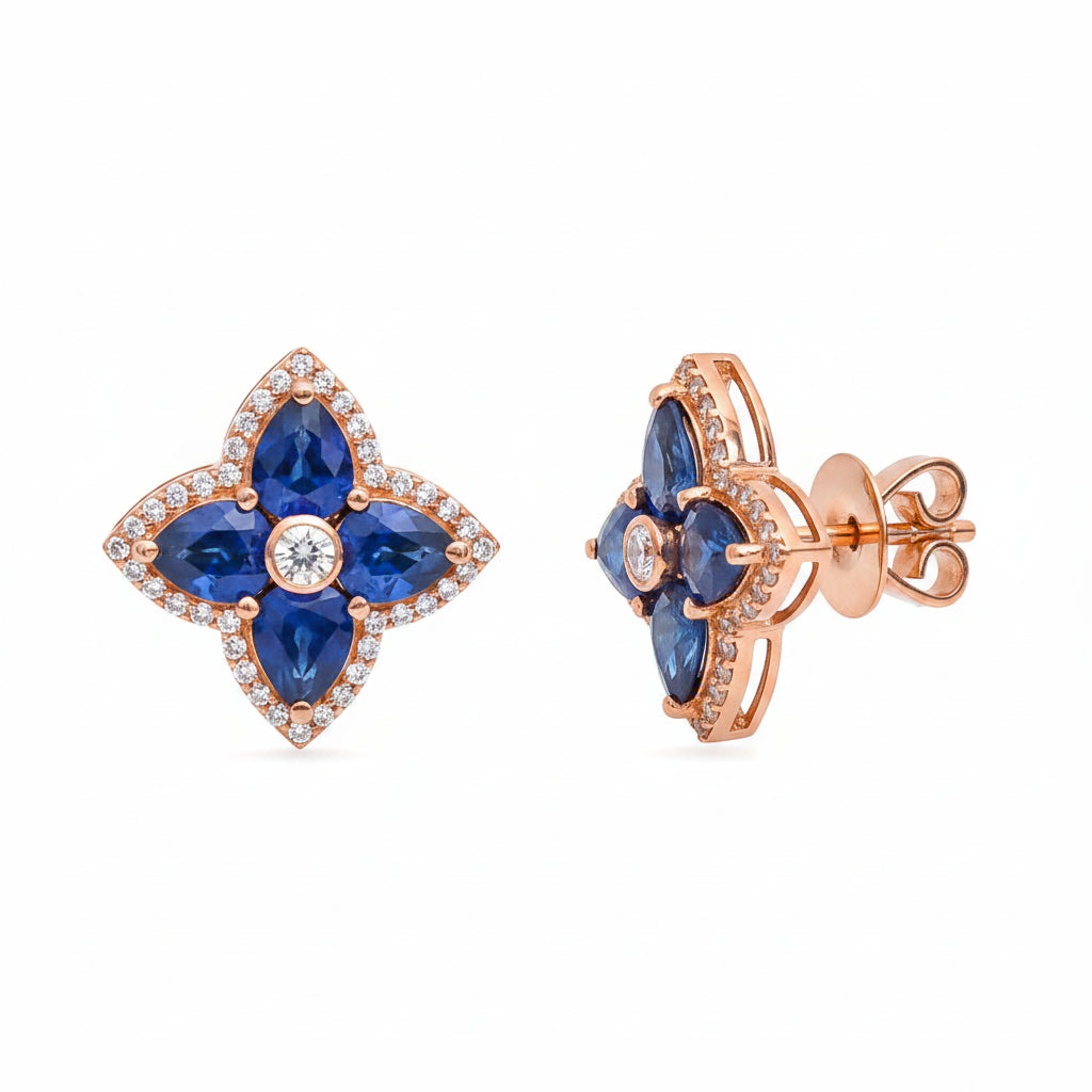 JPERG-3529/9460 Blue Sapphire Diamond Earring