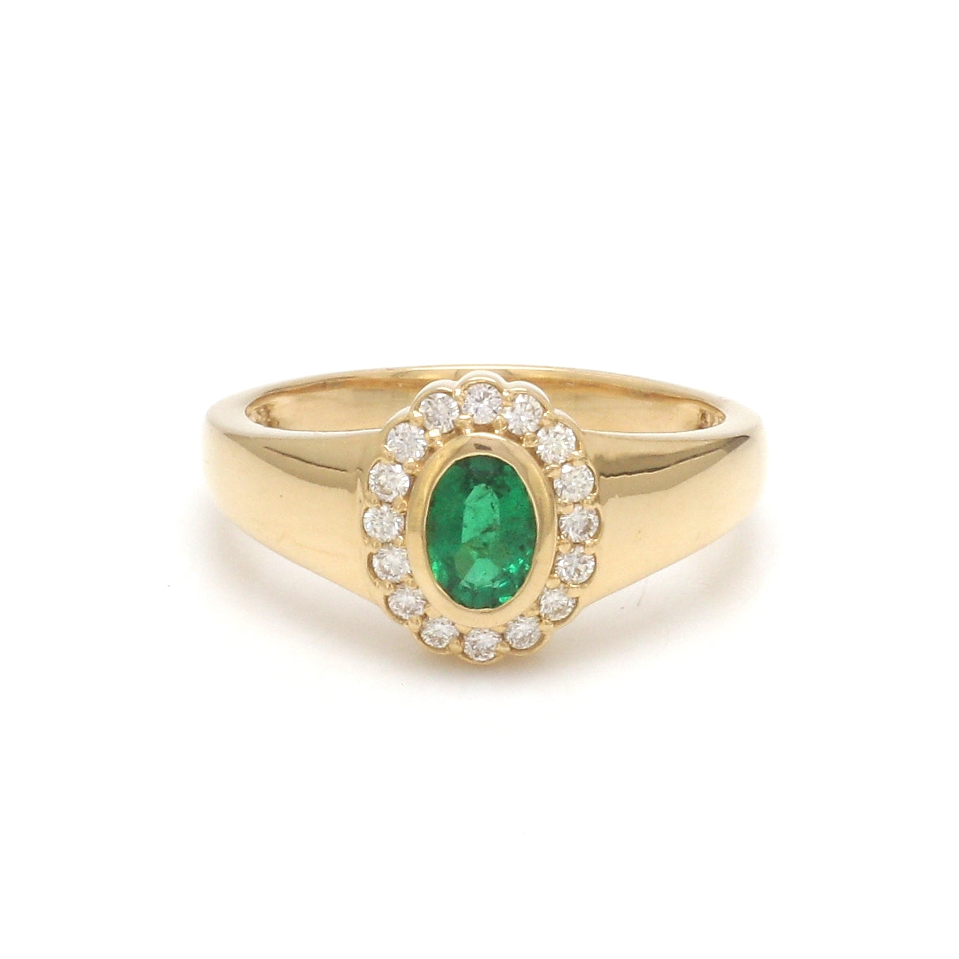 JPRG-3305/8455 Emerald Oval Diamond Signet Ring
