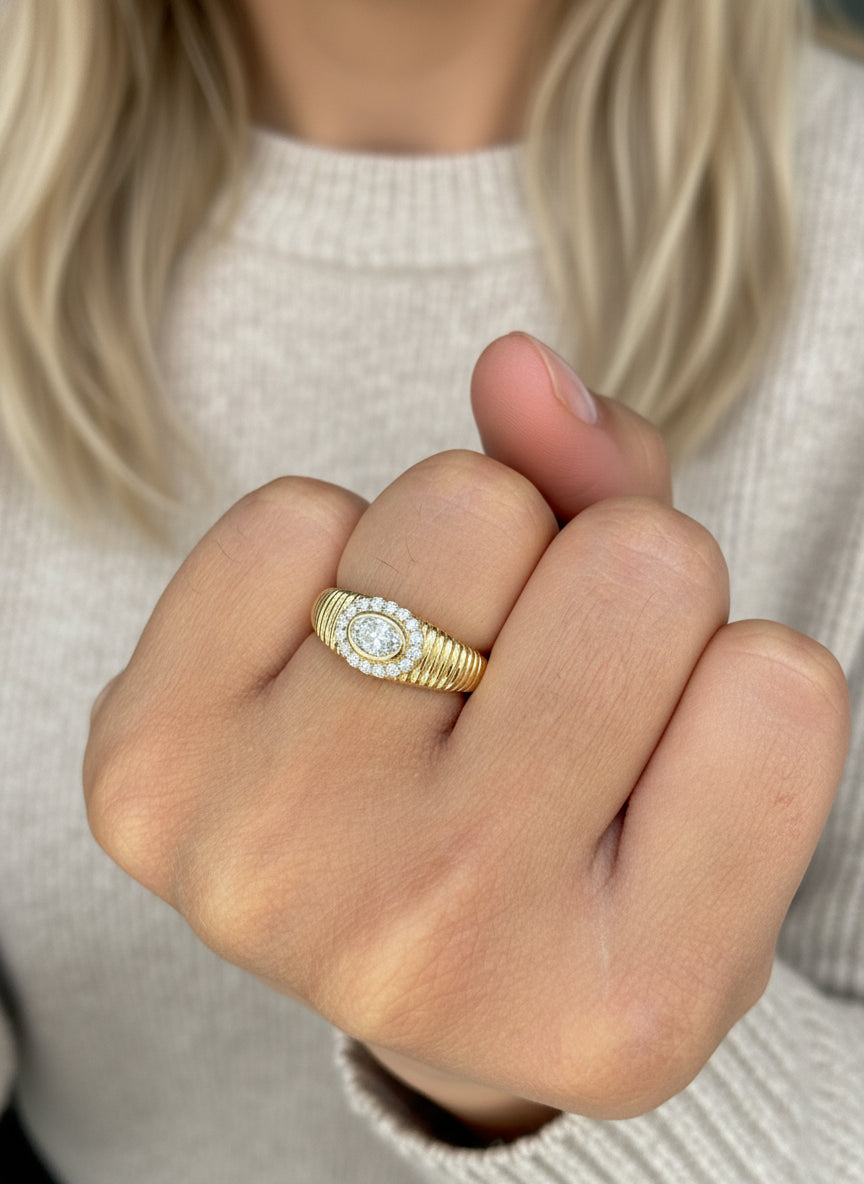 JPRG-3377/8579 Diamond Oval With Diamond Pinky Ring