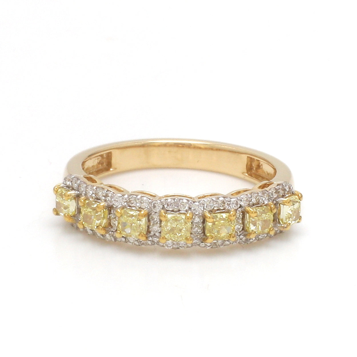 JPRG-3467/8853 Yellow Diamond Cushion With Diamond Ring