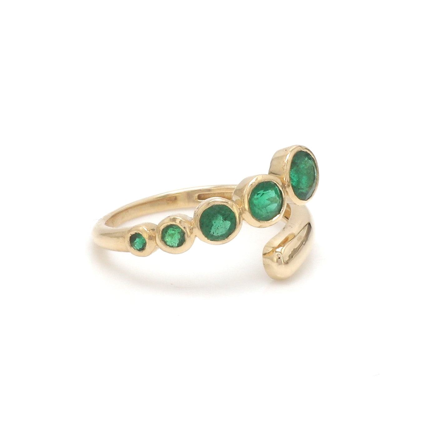 JPRG-3480/8893 Emerald Round Bezel Set East West Ring