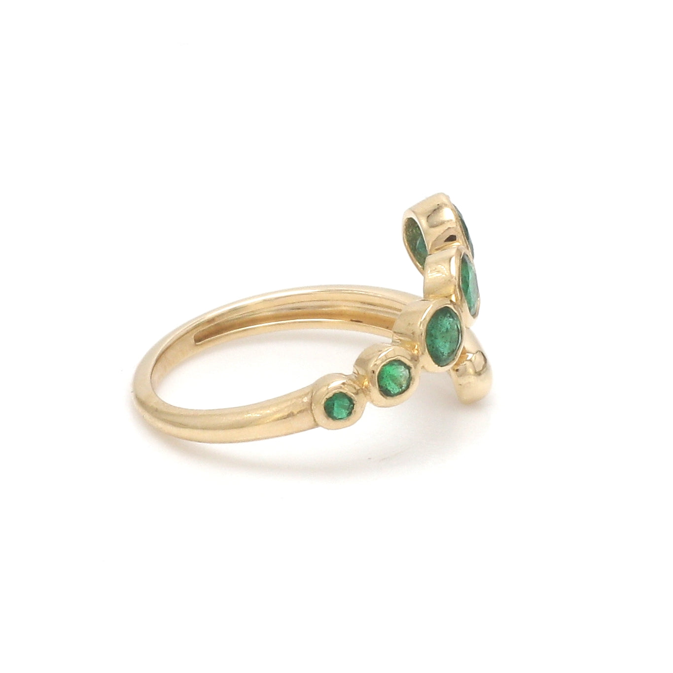 JPRG-3480/8893 Emerald Round Bezel Set East West Ring