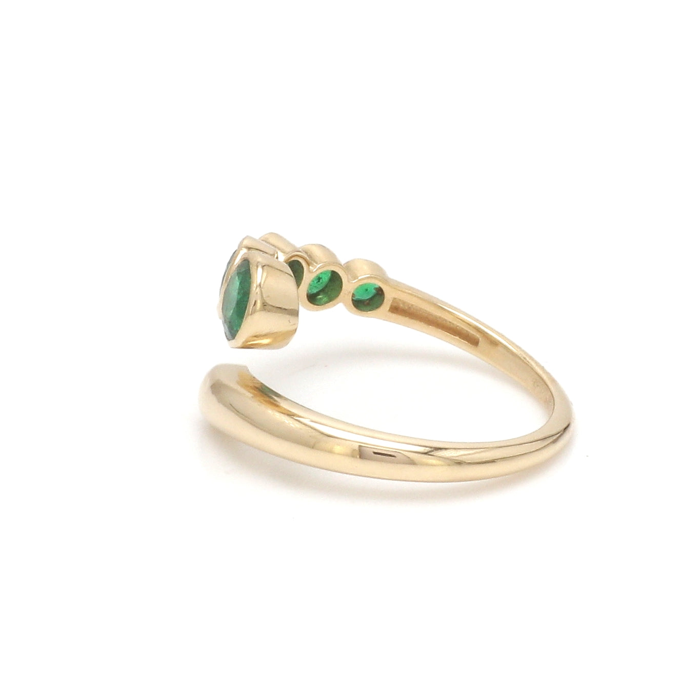 JPRG-3480/8893 Emerald Round Bezel Set East West Ring