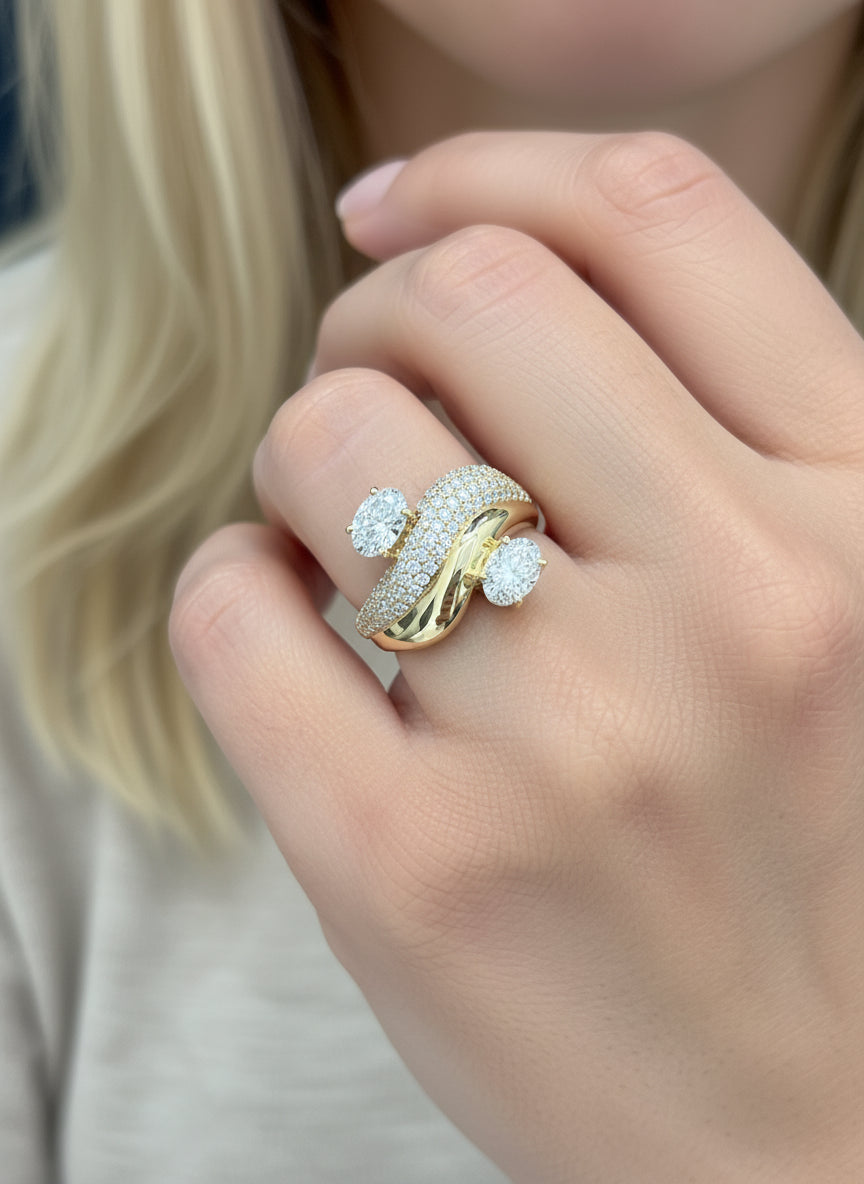 JPRG-3484/8897 Lab Grown Diamond Oval Round Wave Ring