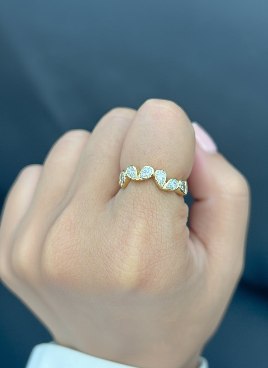 JPRG-3485/8898 Diamond Pear Bezek Set Half Ring