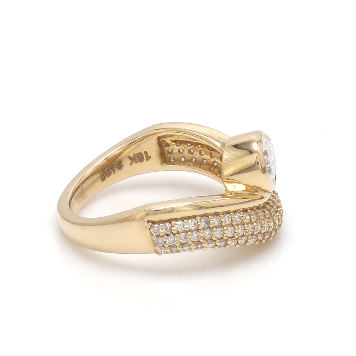 JPRG-3486/8899 Lab Grown Diamond Pear Bezel Set Wave Ring