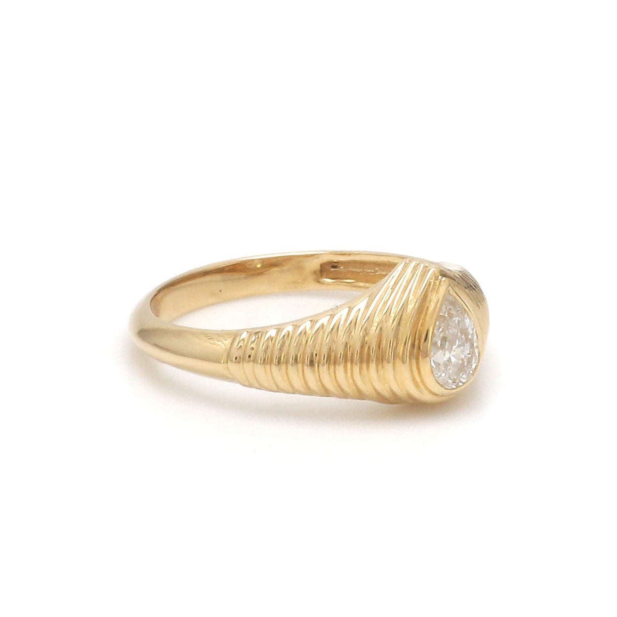 JPRG-3495/8908 Blue Sapphire Heart Ribbed Ring