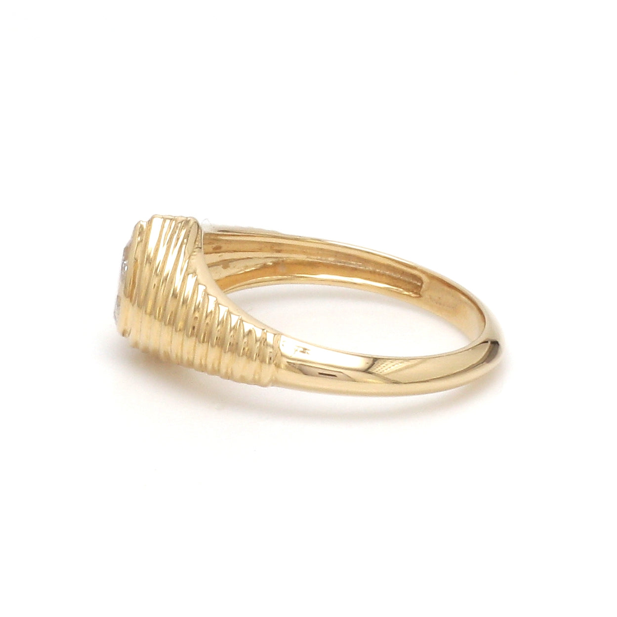 JPRG-3495/8908 Blue Sapphire Heart Ribbed Ring