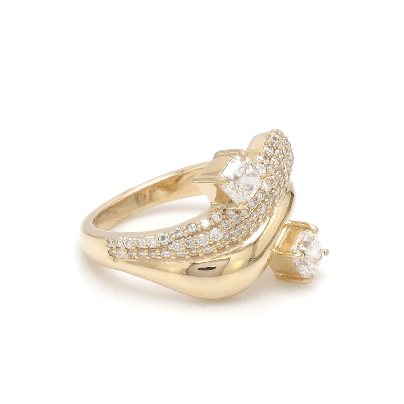 JPRG-3499/8912 Lab Grown Diamond Cushion Round Wave Ring