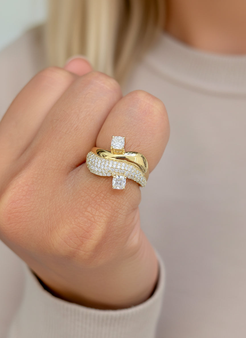 JPRG-3499/8912 Lab Grown Diamond Cushion Round Wave Ring
