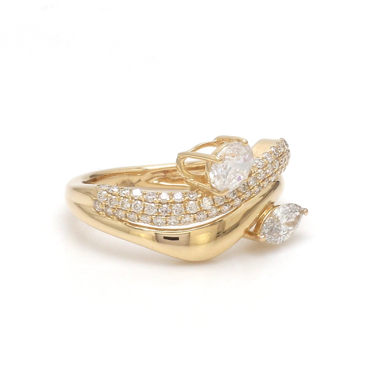 JPRG-3508/8932 Diamond Pear Oval With Round Wave Ring